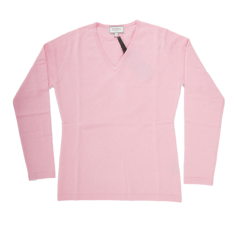 100% Cashmere Women's Fashion V Neck Strawberry Pink