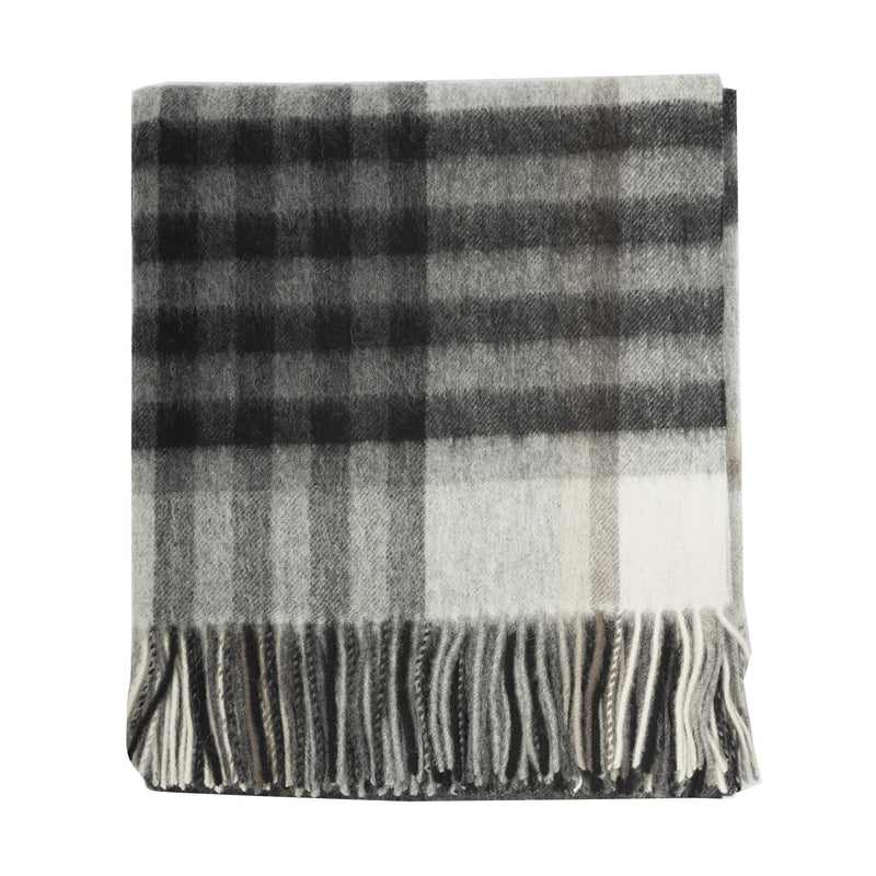 Ladies Mini Lambswool Cape Chequer Tartan Dk Grey