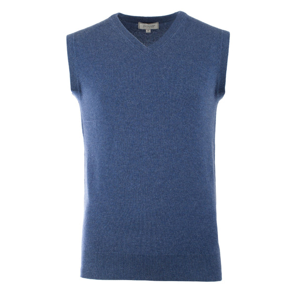 Men's Cashmere V Neck Slipover Denim