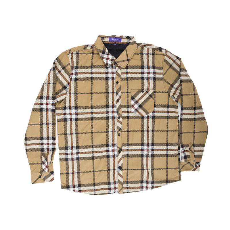 Men's Plaid Velour Lined Check Shirt Thomson Camel