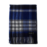 Chequer Tartan 90/10 Cashmere Blanket Navy