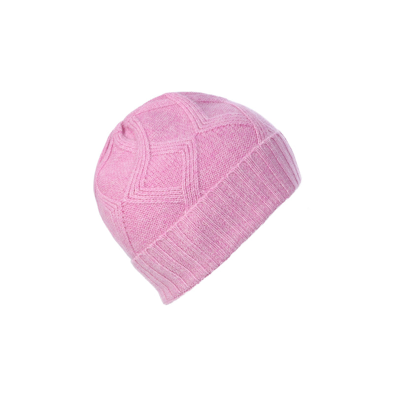 Ladies Racking Detail Turn Up Beanie Marl Lilac