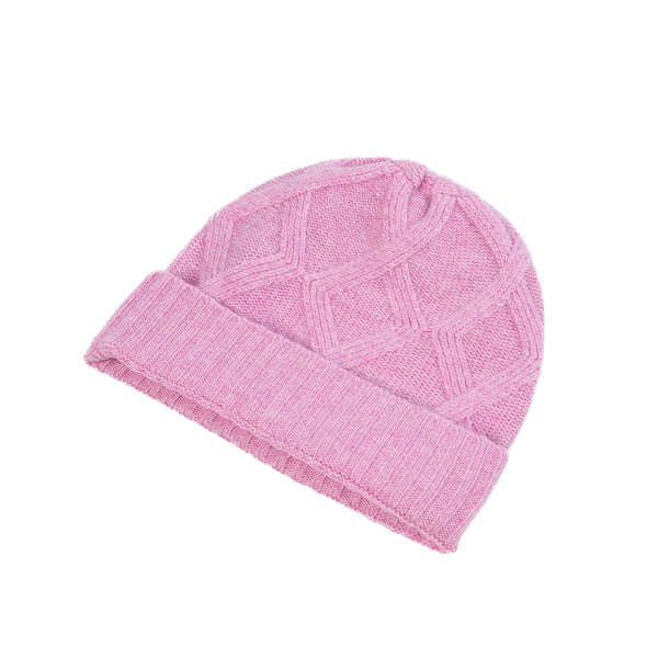 Ladies Racking Detail Turn Up Beanie Marl Lilac