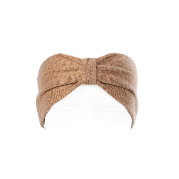 100% Cashmere Plain Ladies Headband Camel