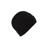 Gents Plain Knit Beanie Rib Turn Up Black