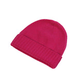 Plain Knit Ladies Beanie Rib Turn Up Fuchsia