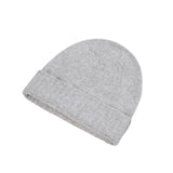 Plain Knit Ladies Beanie Rib Turn Up Light Grey