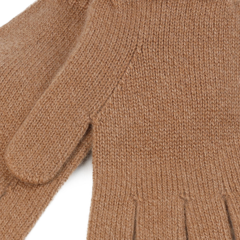 100% Cashmere Plain Ladies Glove Camel