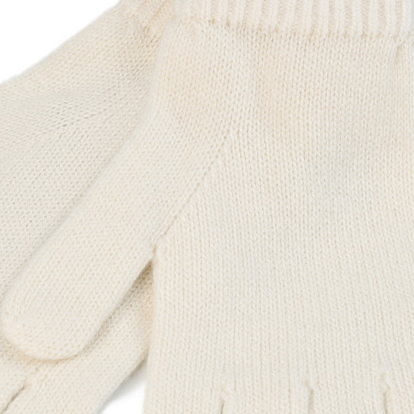 100% Cashmere Plain Ladies Glove White