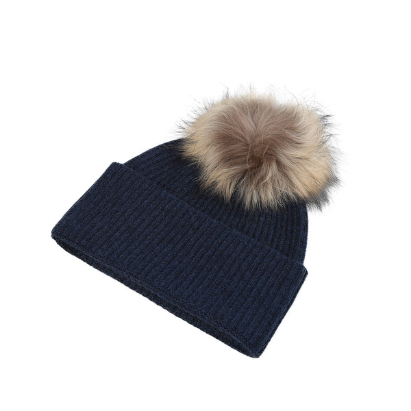 Luxury Rib Deep Turn Up Ladies Beaniepom Astral