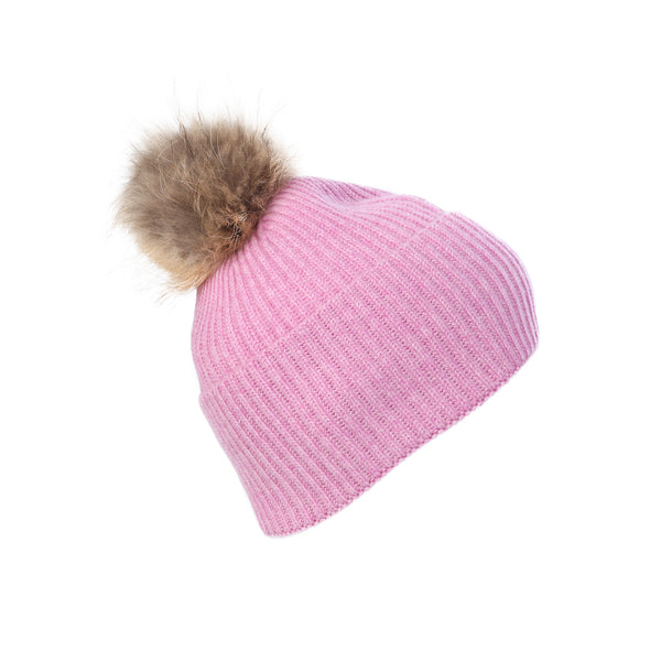 Luxury Rib Deep Turn Up Ladies Beaniepom Marl Lilac