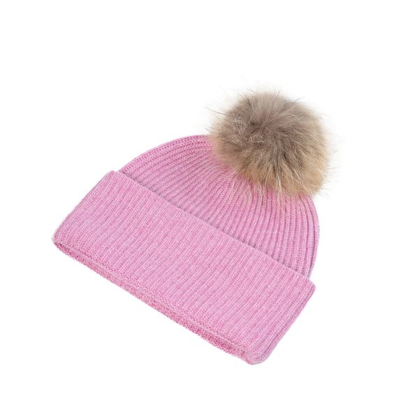 Luxury Rib Deep Turn Up Ladies Beaniepom Marl Lilac