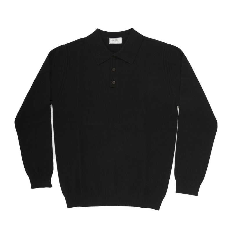 100% Cashmere Gents Polo Black