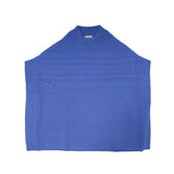 100% Cashmere Ladies T Neck Cable Poncho Cornflower