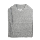 100% Cashmere Ladies T Neck Cable Poncho Grey Mid