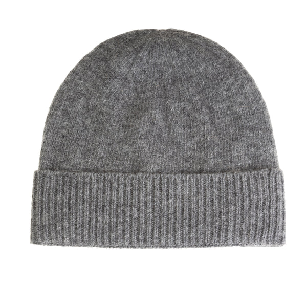 Gents Plain Lambswool Mix Beanie Charcoal