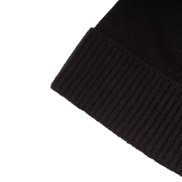 Ladies Plain Lambswool Mix Beanie Black