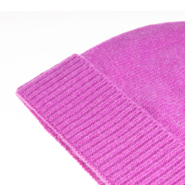 Ladies Plain Lambswool Mix Beanie Violet