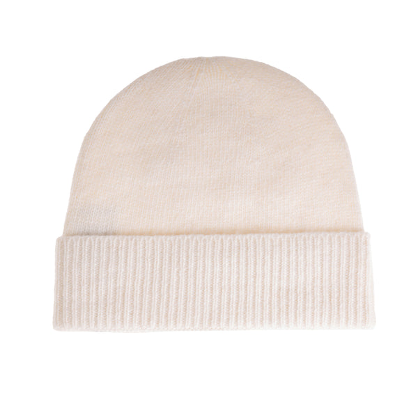 Ladies Plain Lambswool Mix Beanie White