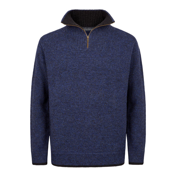 Mens Knitted Half Zip Pullover Navy Marl