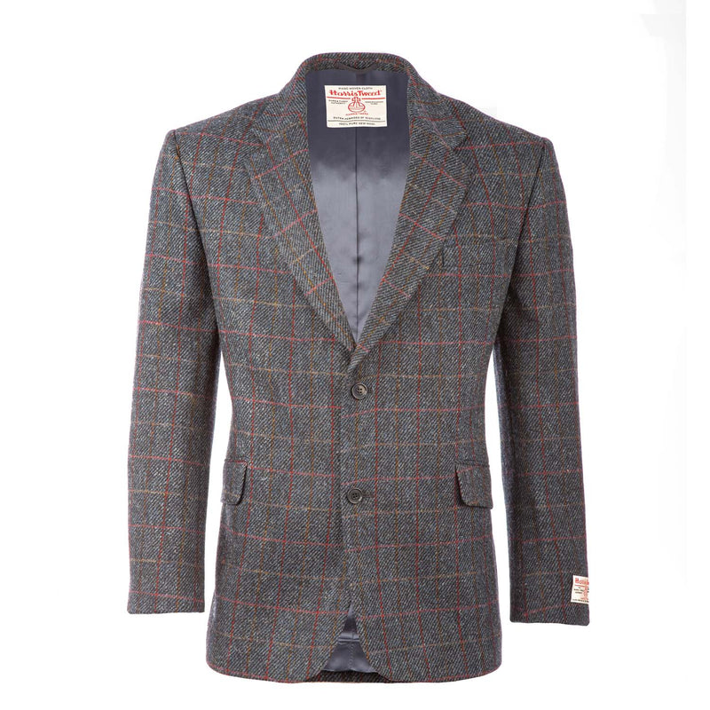 Men's Barra Harris Tweed Jacket Blue Red Check