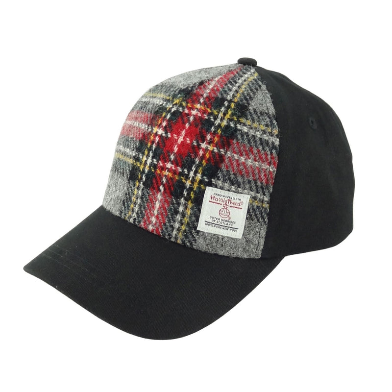 Baseball Cap With Harris Tweed Grey/Red Tartan