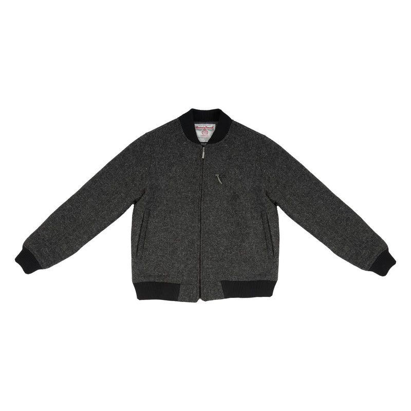 Mens Harris Tweed Bomber Jacket Grey Herringbone