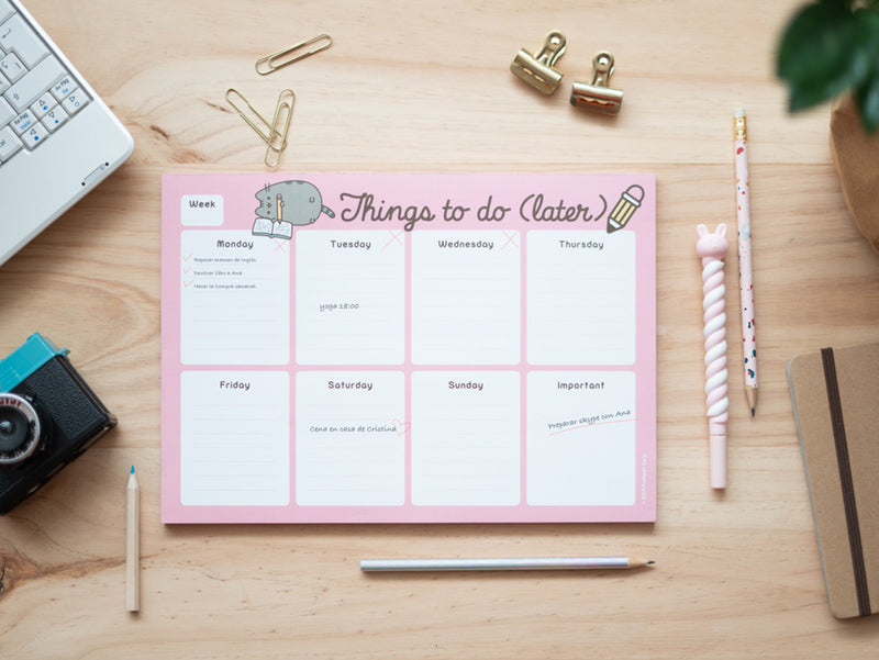 Weekly Plan Notepad A4 Pusheen Rose Coll