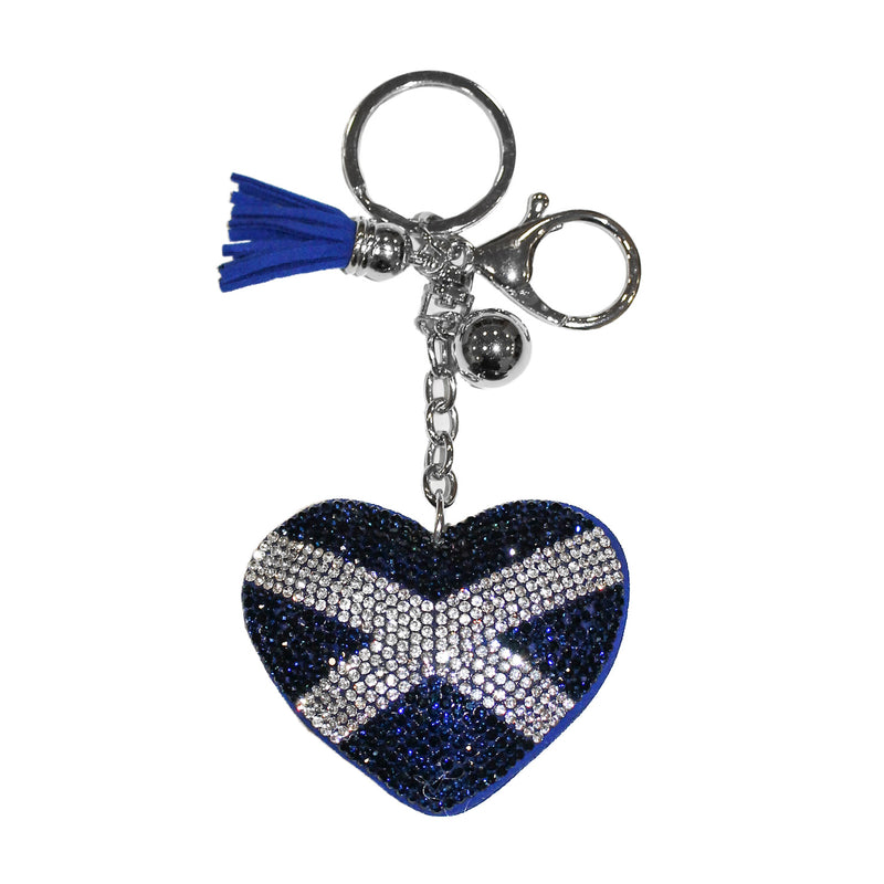 Saltire Heart Diamante Keyring