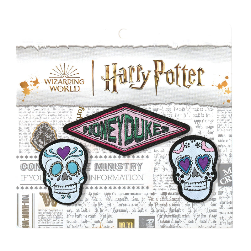 Honeydukes Sugar Skull 2Pk Iron On Badg