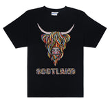 Colourful Highland Cow Embroidery Tshirt