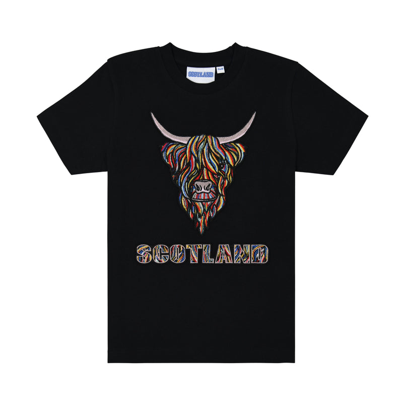 Kids Colourful Highland Cow Emb T-Shirt