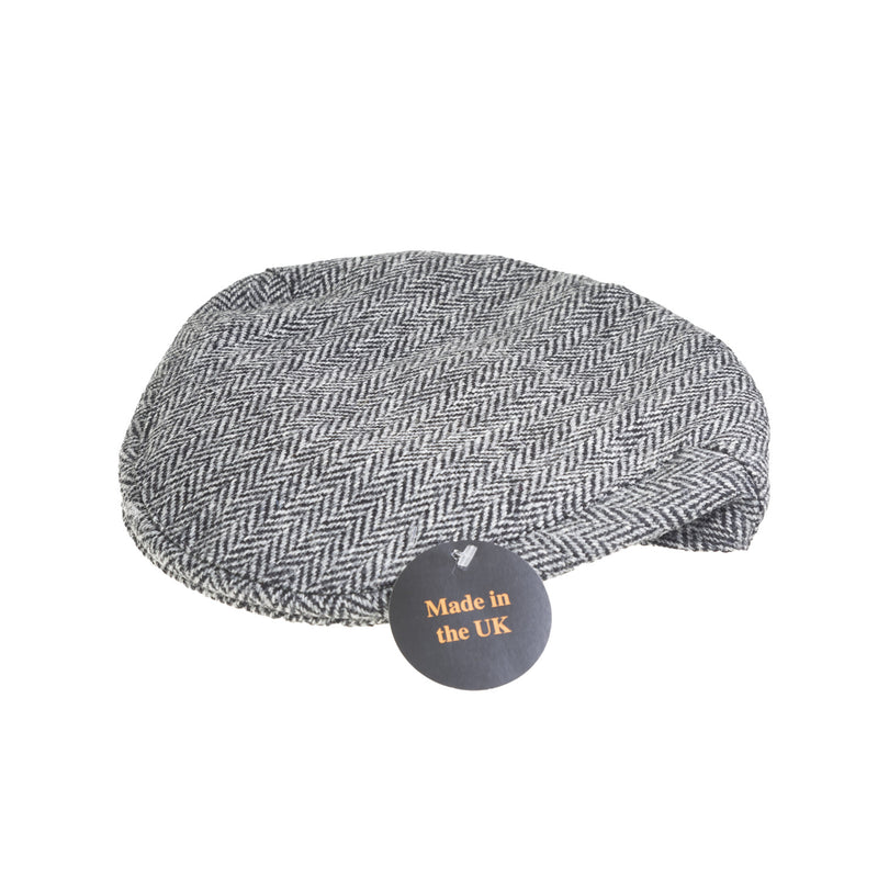 Harris Tweed County Cap Grey Herringbone