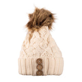 Aran Diamond Cable Button Hat