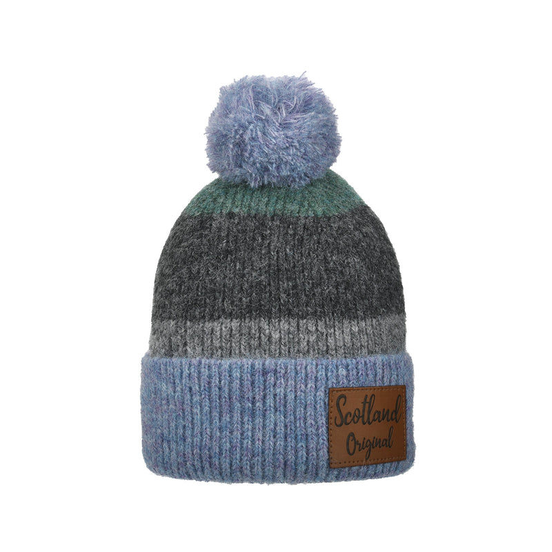 Hanni Scotland Multi Stripe Pom Beanie