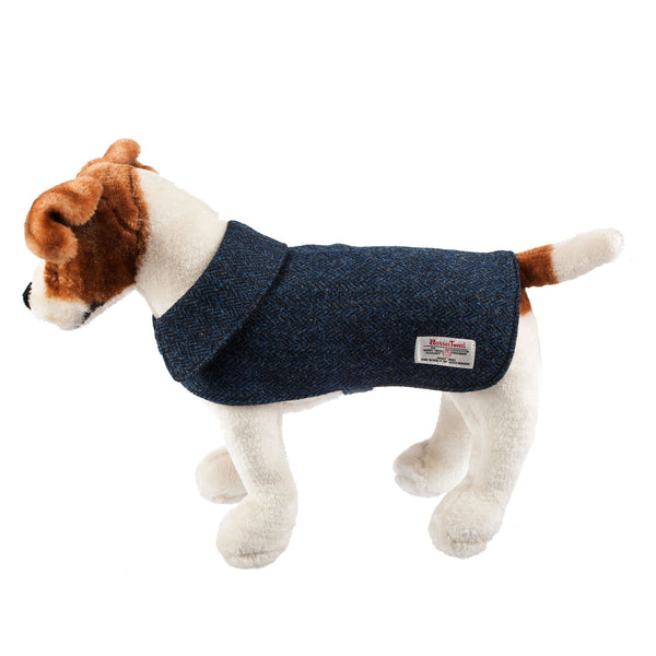 Dog Coat Harris Tweed Blue Herringbone