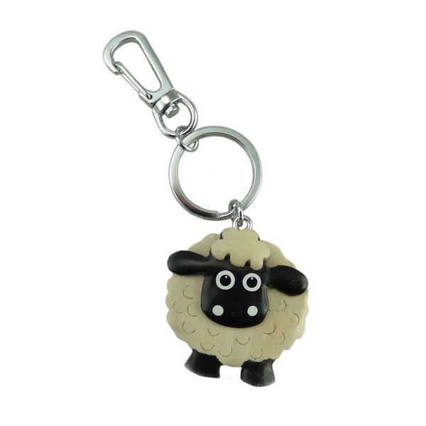 Wooden Black Face Sheep Key Ring