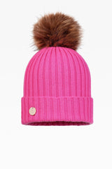 Ava Rib Pom Pom Hat - Faux Fur