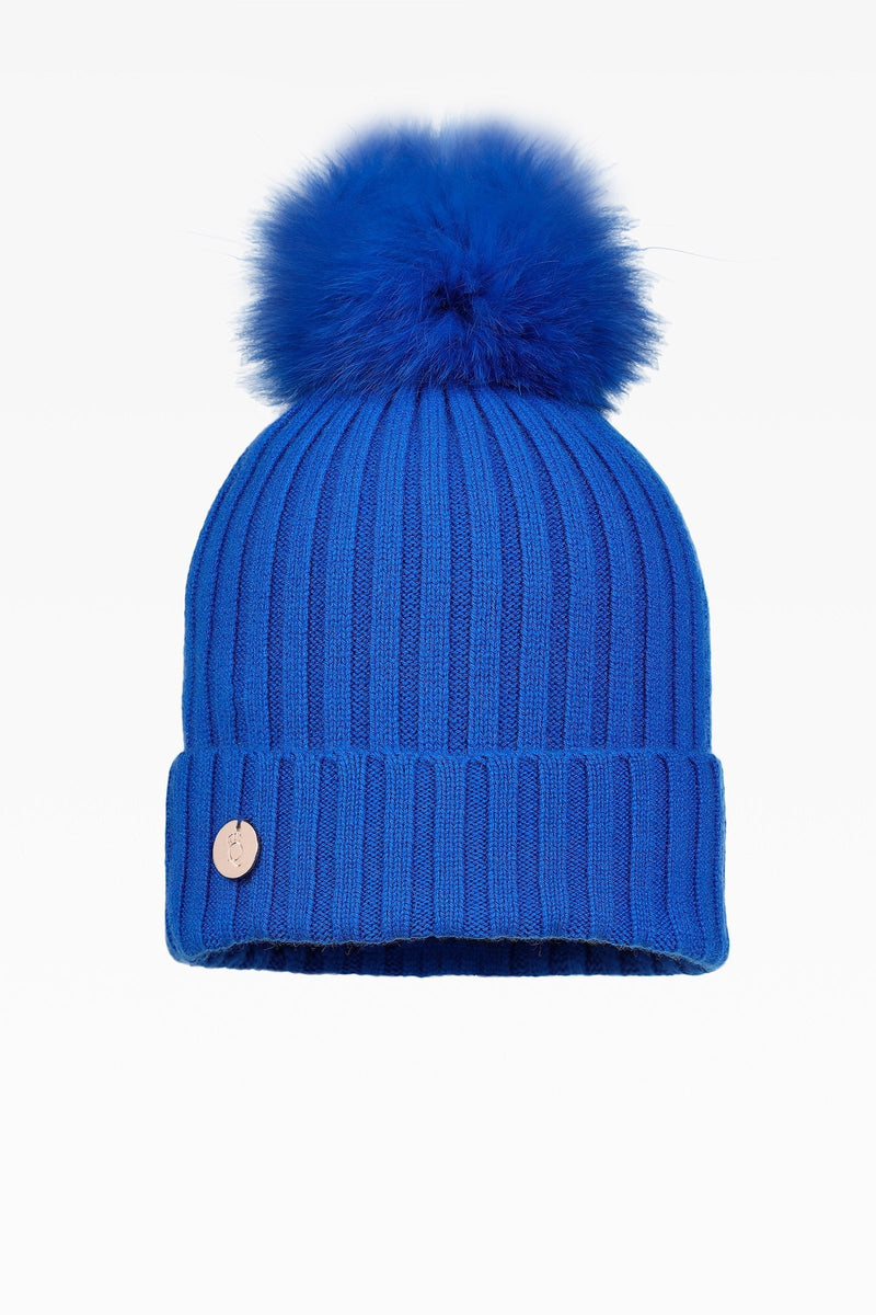 Ava Rib Pom Pom Hat - Real Fur