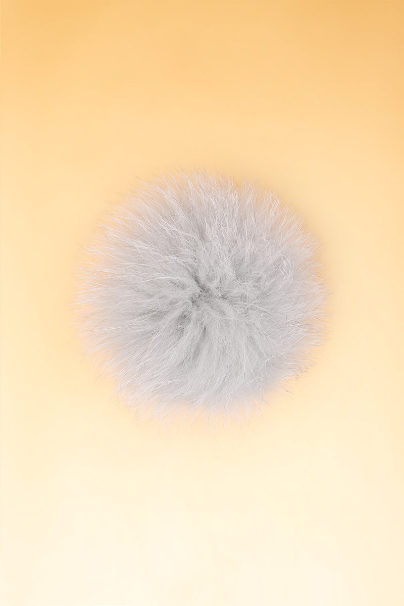 100% Real Fur Pom Pom River Grey