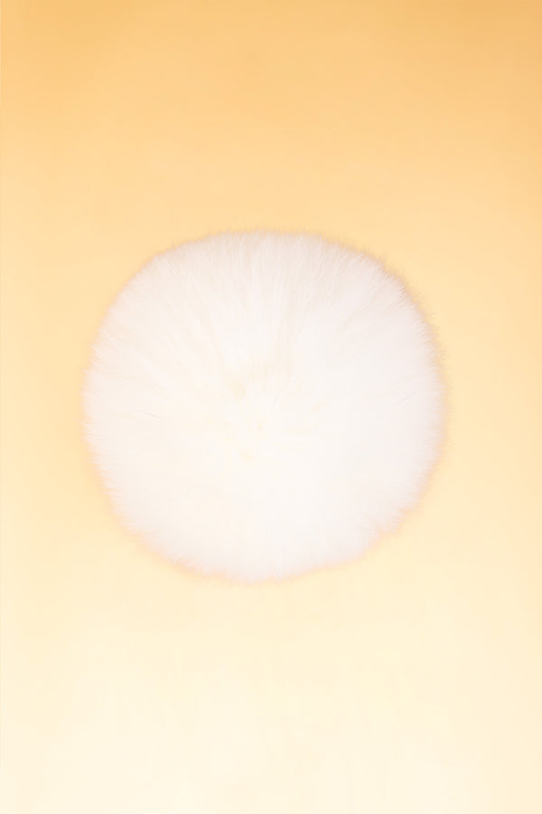 100% Real Fur Pom Pom White