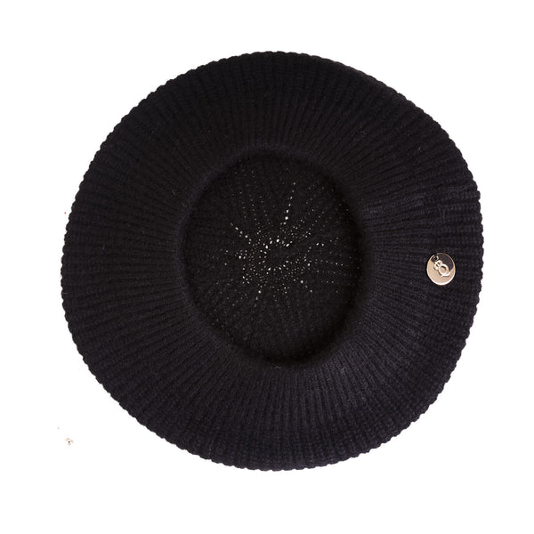 100% Cashmere Paris Beret Black