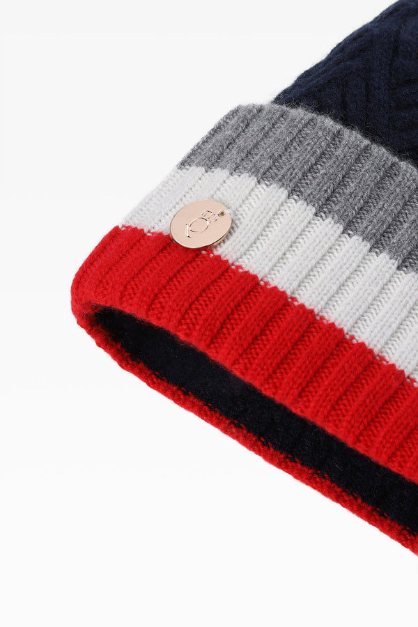 Andie Stripe Pom Hat - Faux Fur