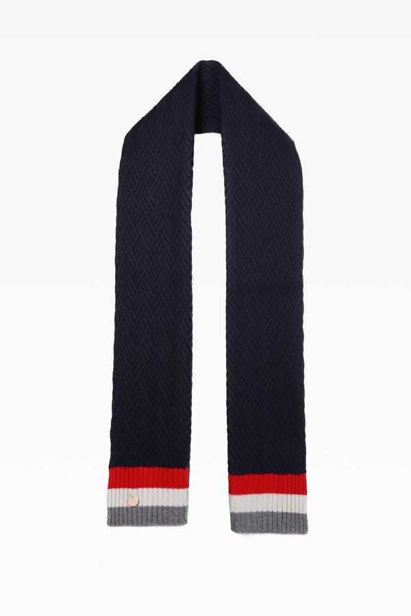 100% Cashmere Stripe Ladies Scarf Navy Mix