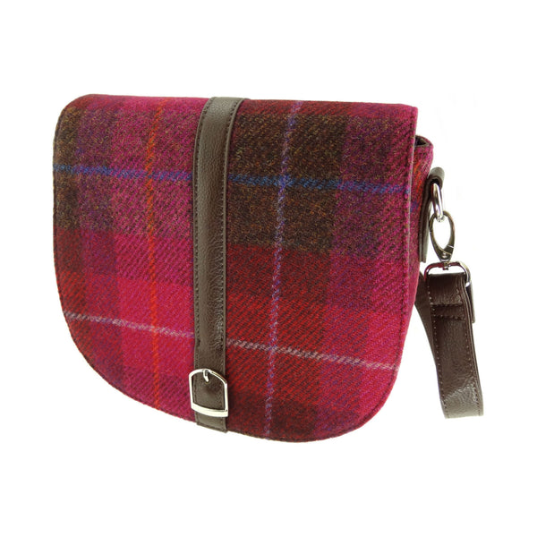 Harris Tweed Ladies Shoulder Bag - Beauly Deep Pink Tartan