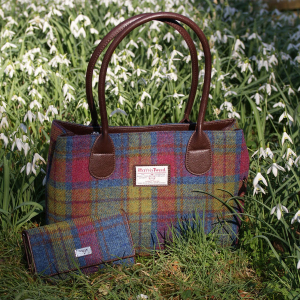 Harris Tweed Ladies Handbag - Classic Multi Colour Tartan