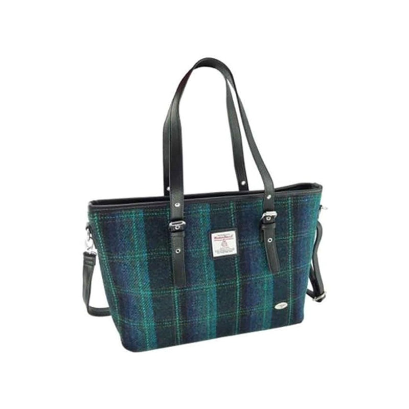 Harris Tweed Ladies Handbag - Classic Blue / Turquoise Overcheck