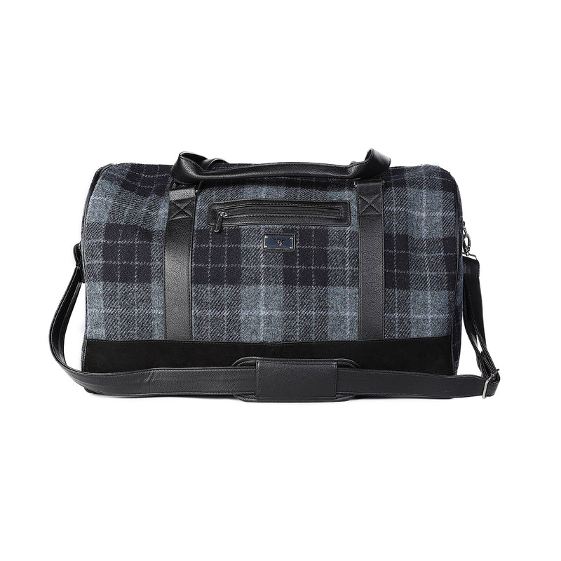 Clyde Harris Tweed Weekend Bag Grey/Black Tartan