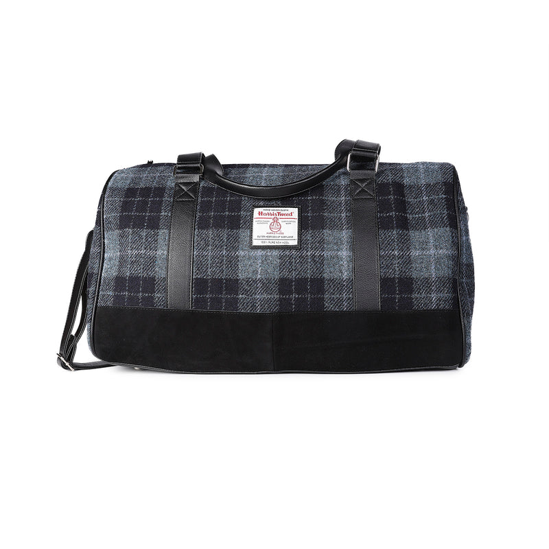 Clyde Harris Tweed Weekend Bag Grey/Black Tartan