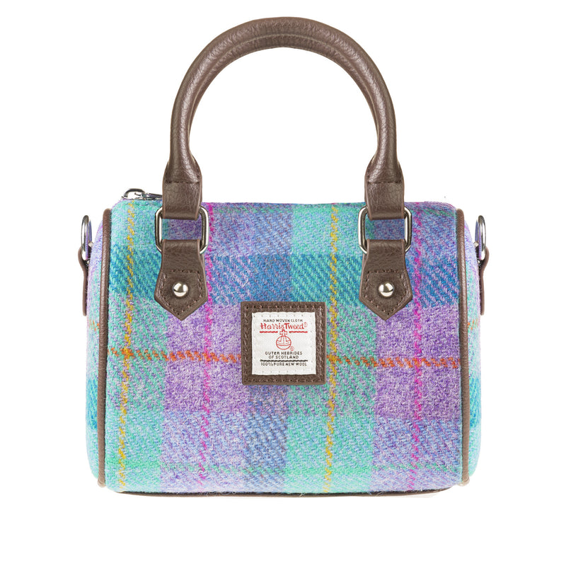 Harris Tweed Kilbride Mini Bowling Bag Green & Purple Check